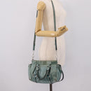 Miu Miu Hand Bag Leather 2way Light Blue Silver Auth BA15536A-23