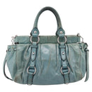 Miu Miu Hand Bag Leather 2way Light Blue Silver Auth BA15536A-2