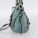 Miu Miu Hand Bag Leather 2way Light Blue Silver Auth BA15536A-4