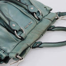 Miu Miu Hand Bag Leather 2way Light Blue Silver Auth BA15536A-6
