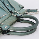 Miu Miu Hand Bag Leather 2way Light Blue Silver Auth BA15536A-7