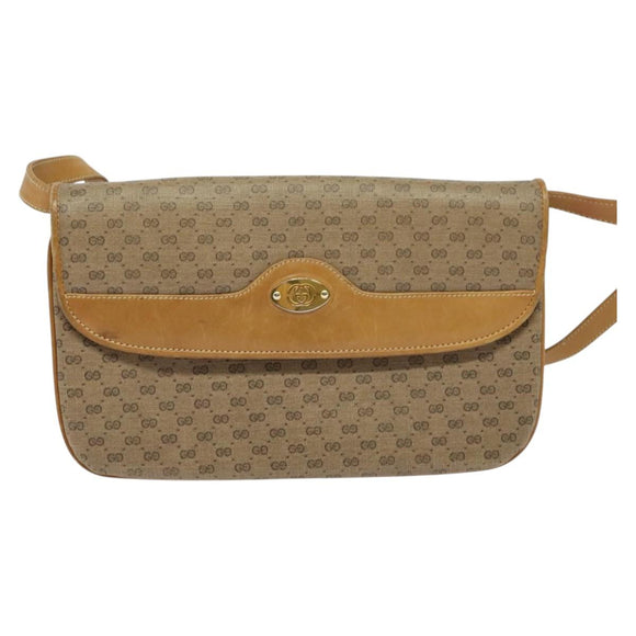 GUCCI Micro GG Supreme Shoulder Bag PVC Brown Gold 004 106 0024 Auth BA1554