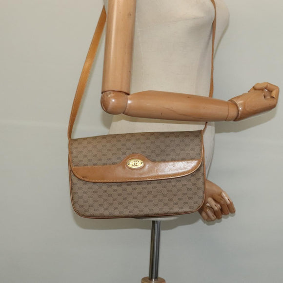GUCCI Micro GG Supreme Shoulder Bag PVC Brown Gold 004 106 0024 Auth BA1554