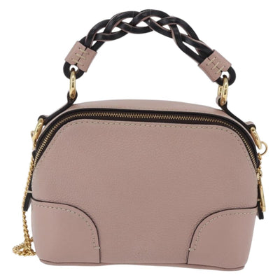 Chloe Dahlia Mini Hand Bag Leather 2way Pink Gold Tone Auth BA15544M - 0