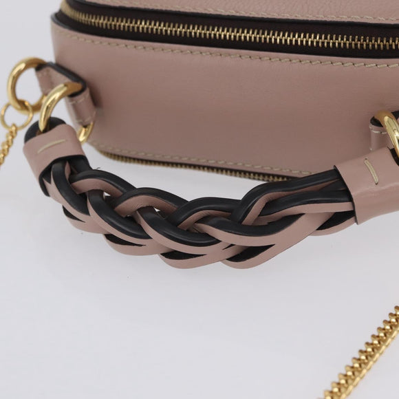 Chloe Dahlia Mini Hand Bag Leather 2way Pink Gold Tone Auth BA15544M