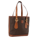 CELINE Macadam Tote Bag PVC Leather Brown Gold Tone Auth BA15551-1