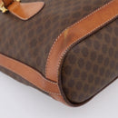 CELINE Macadam Tote Bag PVC Leather Brown Gold Tone Auth BA15551-11