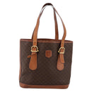CELINE Macadam Tote Bag PVC Leather Brown Gold Tone Auth BA15551-2