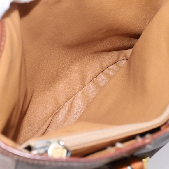 CELINE Macadam Tote Bag PVC Leather Brown Gold Tone Auth BA15551
