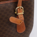 CELINE Macadam Tote Bag PVC Leather Brown Gold Tone Auth BA15551-23