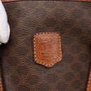 CELINE Macadam Tote Bag PVC Leather Brown Gold Tone Auth BA15551-24