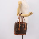 CELINE Macadam Tote Bag PVC Leather Brown Gold Tone Auth BA15551-26