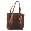 CELINE Macadam Tote Bag PVC Leather Brown Gold Tone Auth BA15551-3