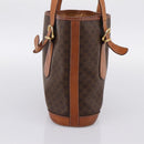 CELINE Macadam Tote Bag PVC Leather Brown Gold Tone Auth BA15551-4