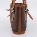 CELINE Macadam Tote Bag PVC Leather Brown Gold Tone Auth BA15551-5