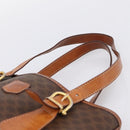 CELINE Macadam Tote Bag PVC Leather Brown Gold Tone Auth BA15551-8