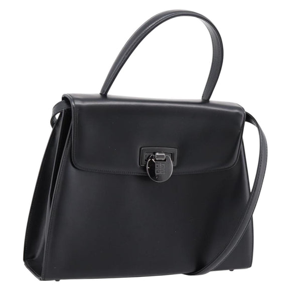 GIVENCHY Hand Bag Leather 2way Black Auth BA15552A