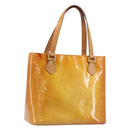 LOUIS VUITTON Monogram Vernis Houston Hand Bag Beige M91004 LV Auth BA15557-1