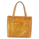 LOUIS VUITTON Monogram Vernis Houston Hand Bag Beige M91004 LV Auth BA15557-2