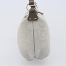Salvatore Ferragamo Gancini Hand Bag Canvas Gray Silver Auth BA15559-3