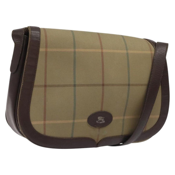 Burberrys Nova Check Shoulder Bag Canvas Brown Gold Auth BA1556