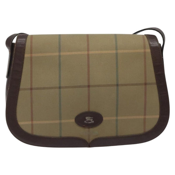 Burberrys Nova Check Shoulder Bag Canvas Brown Gold Auth BA1556