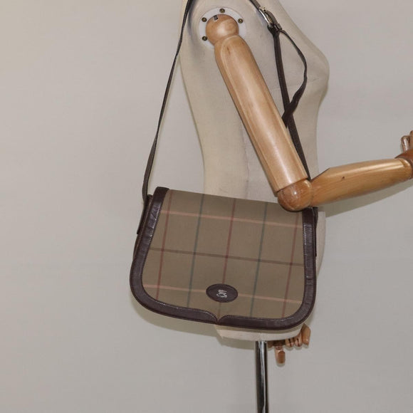 Burberrys Nova Check Shoulder Bag Canvas Brown Gold Auth BA1556