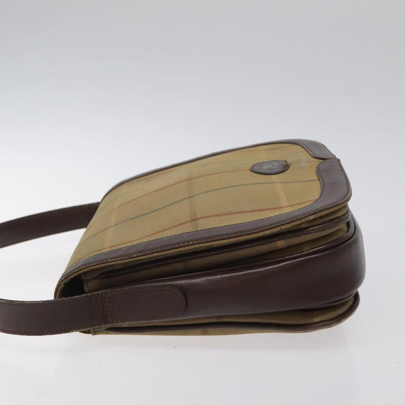 Burberrys Nova Check Shoulder Bag Canvas Brown Gold Auth BA1556