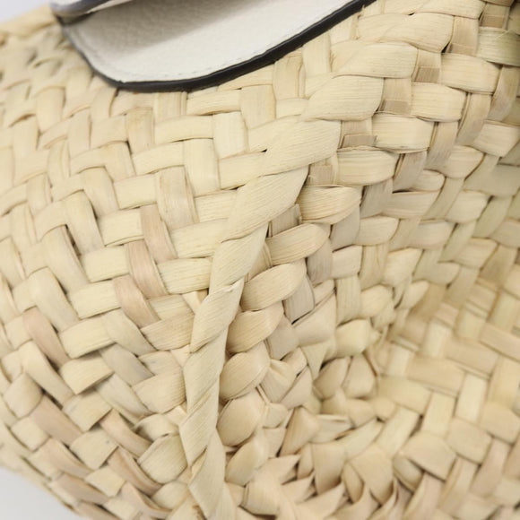 Chloe Basket Bag Hand Bag Raffia Beige White Auth BA15563V