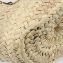 Chloe Basket Bag Hand Bag Raffia Beige White Auth BA15563V-13