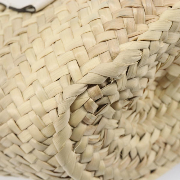 Chloe Basket Bag Hand Bag Raffia Beige White Auth BA15563V
