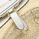 Chloe Basket Bag Hand Bag Raffia Beige White Auth BA15563V-18