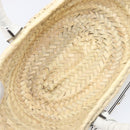 Chloe Basket Bag Hand Bag Raffia Beige White Auth BA15563V-19