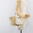 Chloe Basket Bag Hand Bag Raffia Beige White Auth BA15563V-24