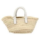 Chloe Basket Bag Hand Bag Raffia Beige White Auth BA15563V-3