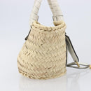 Chloe Basket Bag Hand Bag Raffia Beige White Auth BA15563V-4