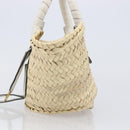Chloe Basket Bag Hand Bag Raffia Beige White Auth BA15563V-5