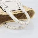 Chloe Basket Bag Hand Bag Raffia Beige White Auth BA15563V-7