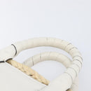 Chloe Basket Bag Hand Bag Raffia Beige White Auth BA15563V-8