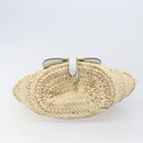 Chloe Basket Bag Hand Bag Raffia Beige White Auth BA15563V-9