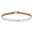 LOUIS VUITTON Monogram Multicolor Ceinture Carre Belt White M9272 Auth BA15567-2