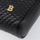 BALLY Chain Shoulder Bag Leather Black Gold Tone Auth BA15568A-11
