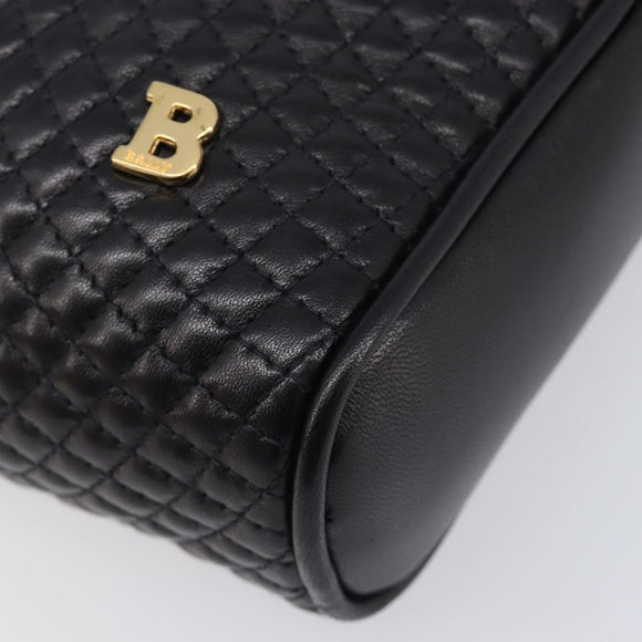 BALLY Chain Shoulder Bag Leather Black Gold Tone Auth BA15568A