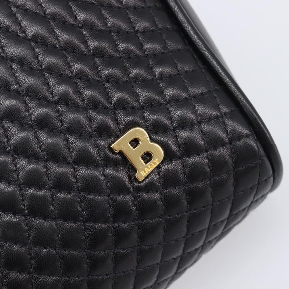 BALLY Chain Shoulder Bag Leather Black Gold Tone Auth BA15568A