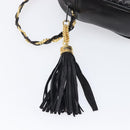 BALLY Chain Shoulder Bag Leather Black Gold Tone Auth BA15568A-16