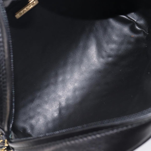 BALLY Chain Shoulder Bag Leather Black Gold Tone Auth BA15568A