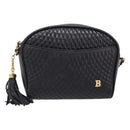 BALLY Chain Shoulder Bag Leather Black Gold Tone Auth BA15568A-2
