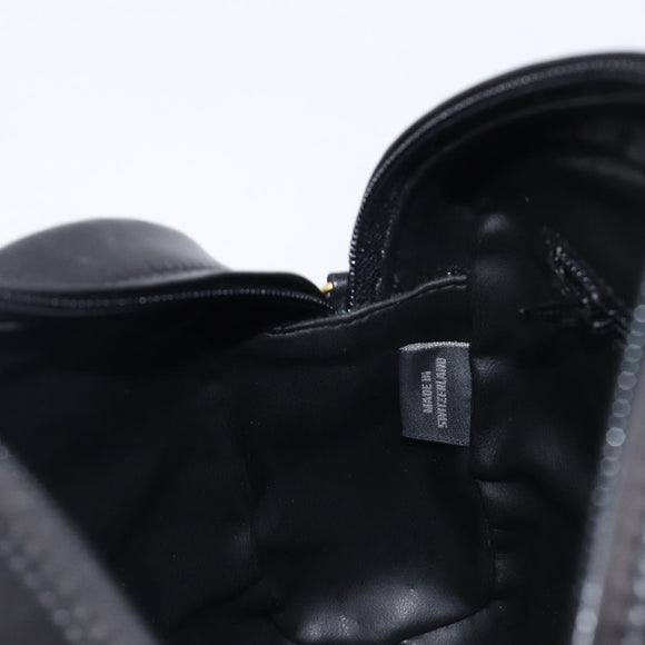 BALLY Chain Shoulder Bag Leather Black Gold Tone Auth BA15568A