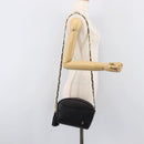 BALLY Chain Shoulder Bag Leather Black Gold Tone Auth BA15568A-24