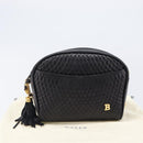 BALLY Chain Shoulder Bag Leather Black Gold Tone Auth BA15568A-25